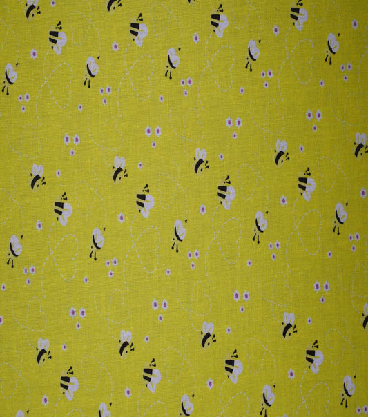 Buzzing Bees on Yellow Cotton Fabric by Quilter s Showcase