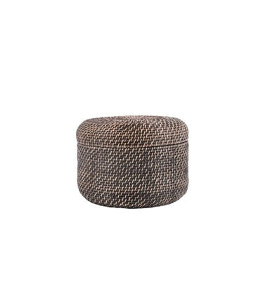14 Brown Rattan Basket With Lid by Place   Time