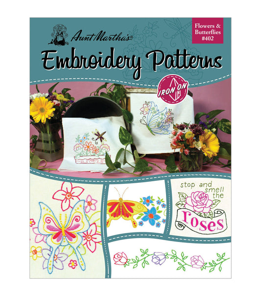 Aunt Martha s Iron On Transfer Books Flowers and Butterflies