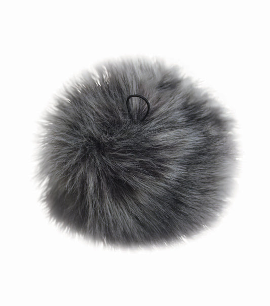 5  Gray Wolf Faux Fur Pom   Loop by K+C