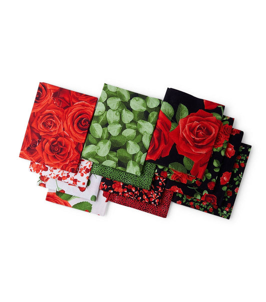 18 x 22 Hi Fashion Batik Rose Cotton Fabric Quarter Bundles 12pc