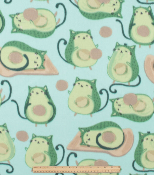 Avocato on Blue Blizzard Fleece Fabric