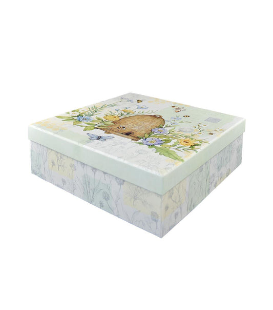 11 Bees   Green Floral Square Box by Place   Time