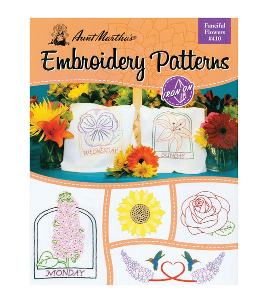 Aunt Martha s Colonial Patterns Iron On Transfer Books Fanciful Flowers