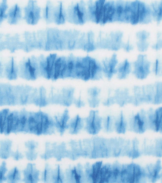 Blue   White Watercolor Tie Dye Anti Pill Plush Fleece Fabric