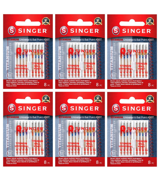 SINGER 48ct Titanium Universal Regular & Ball Point Sewing Needles