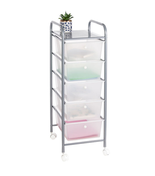 Honey Can Do 12.5 x 37 Clear   Silver Plastic 5 Drawer Storage Cart