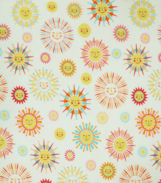 Multiple Smiley Suns Anti Pill Fleece Fabric