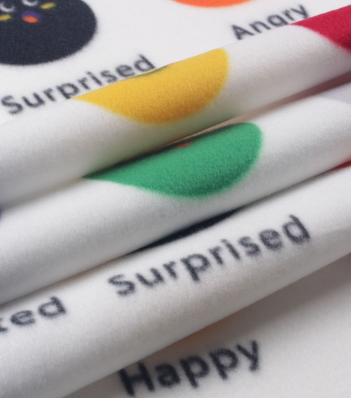Emotions on White Blizzard Fleece Fabric