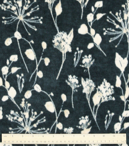 Black Floral Luxe Fleece Fabric