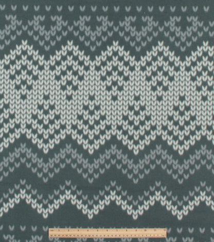 Green   White Knit Blizzard Fleece Fabric