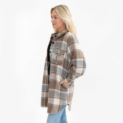 Floral Cross Plaid Shacket
