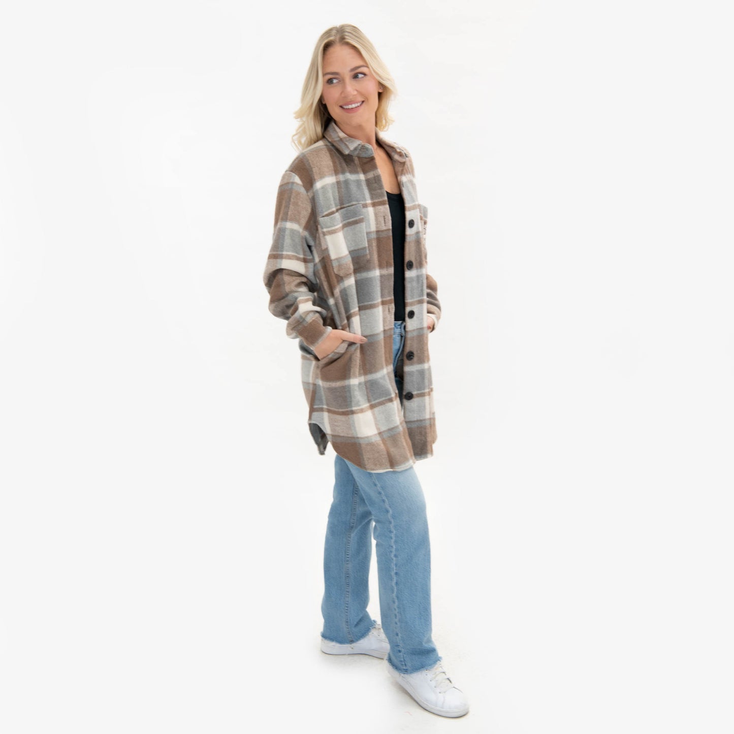 Floral Cross Plaid Shacket