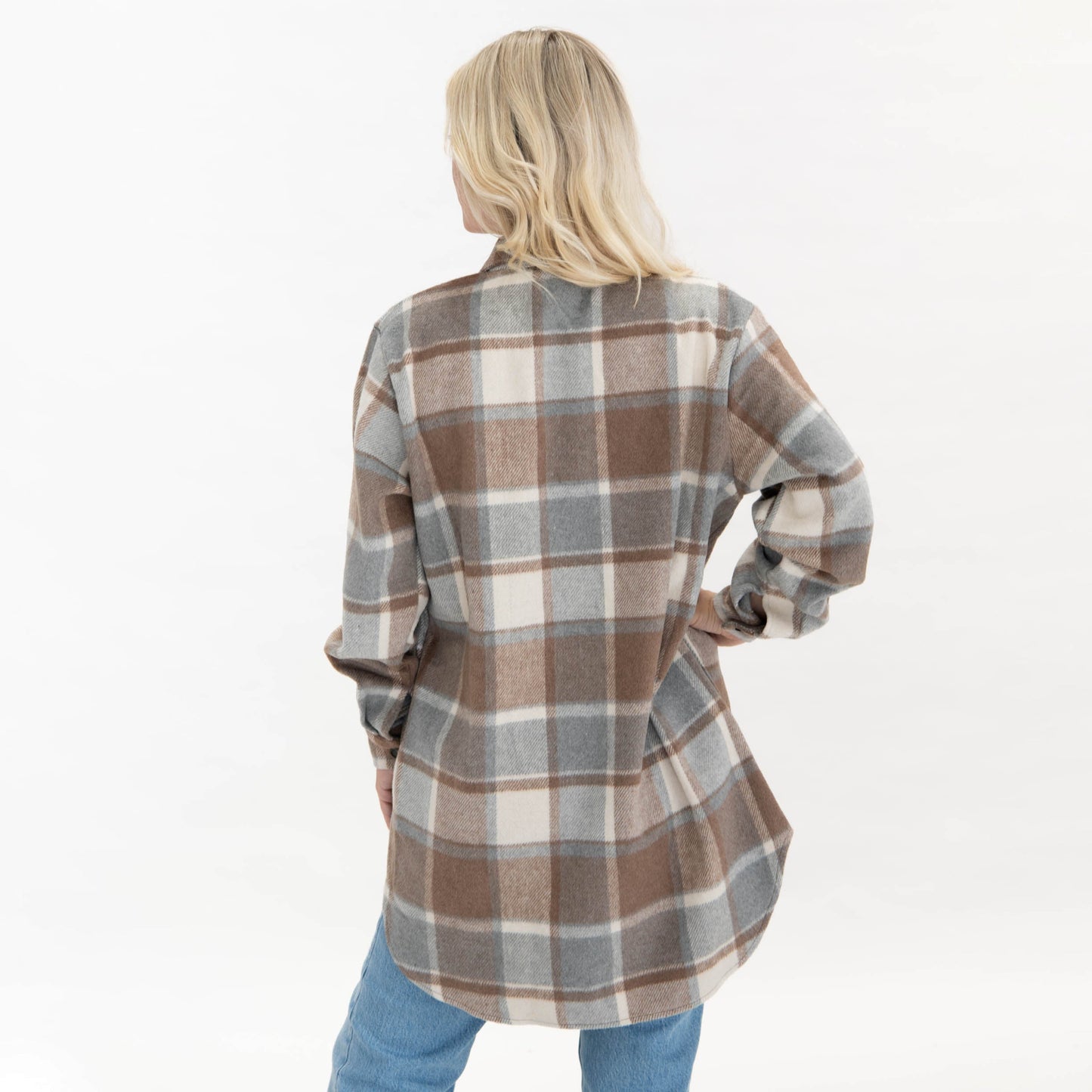 Floral Cross Plaid Shacket