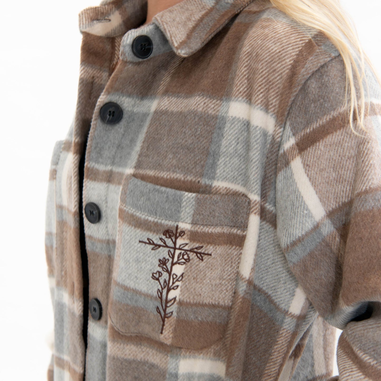 Floral Cross Plaid Shacket