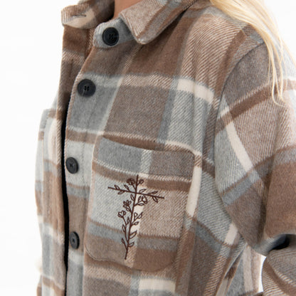 Floral Cross Plaid Shacket