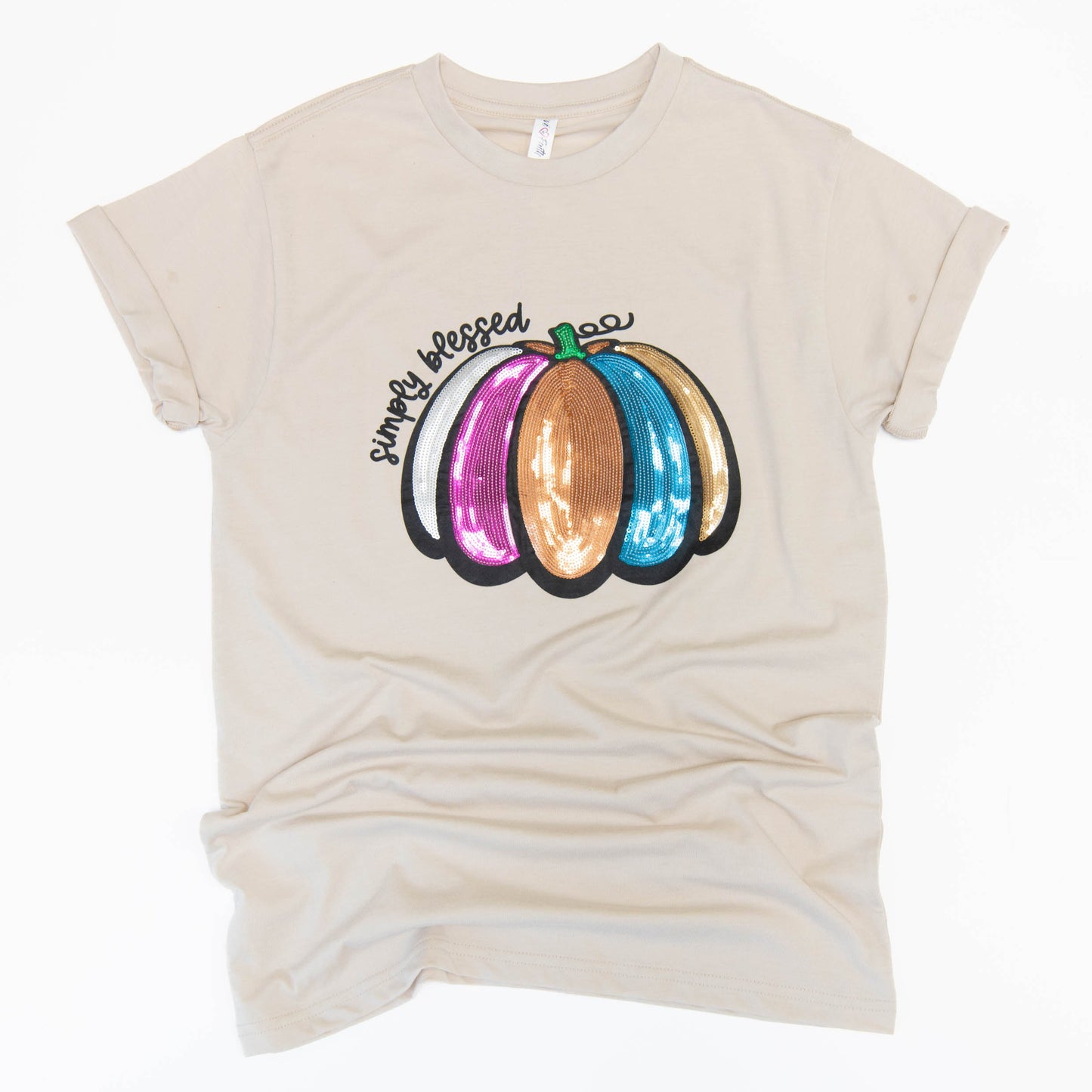 Simply Blessed Pumpkin Sequin Tee