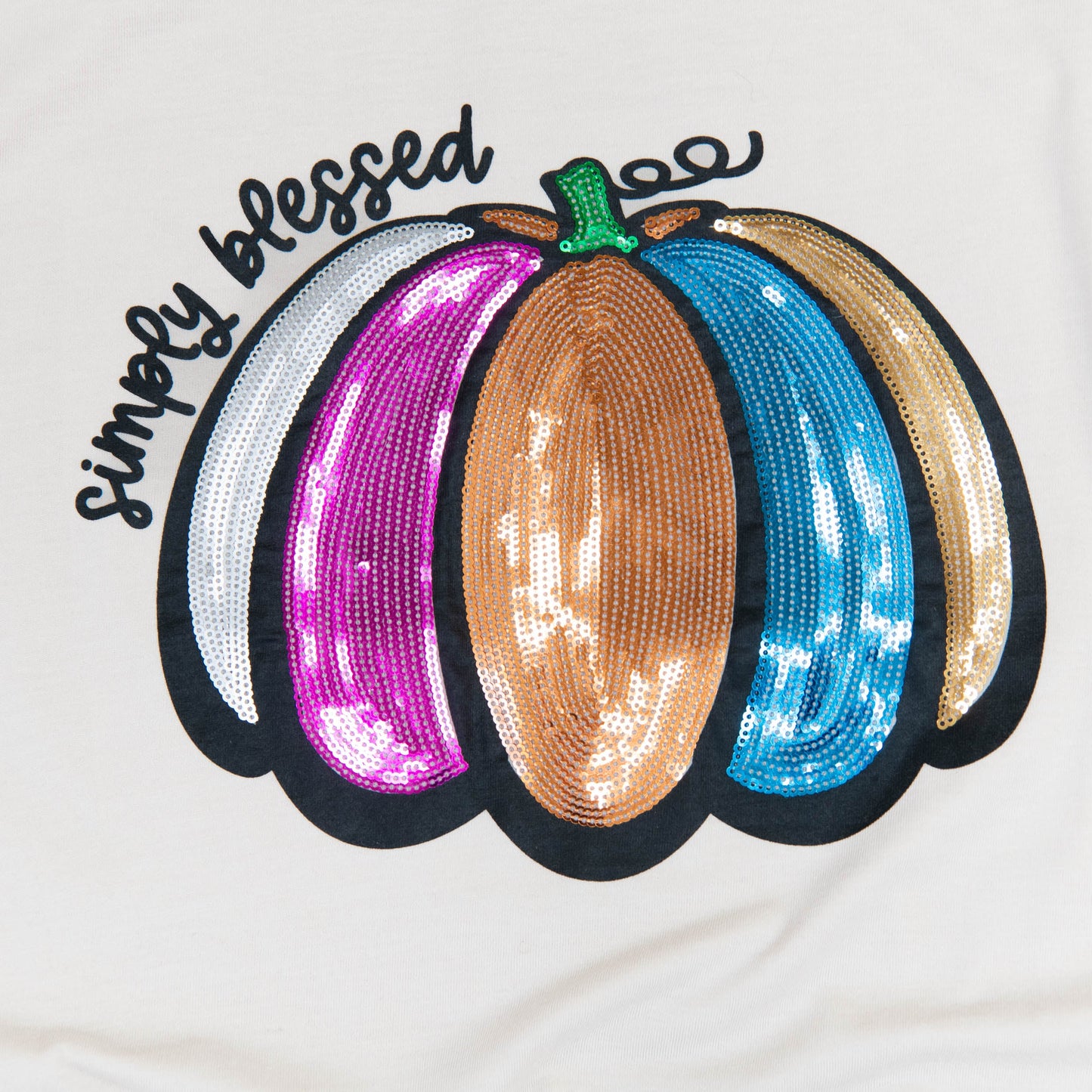 Simply Blessed Pumpkin Sequin Tee
