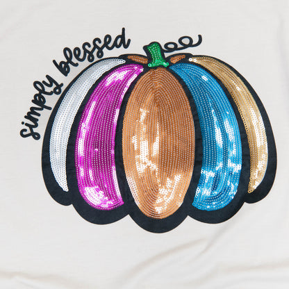 Simply Blessed Pumpkin Sequin Tee