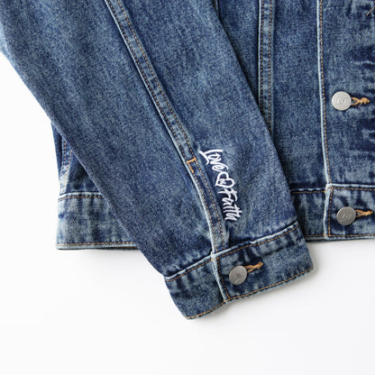 Vintage Washed Love in Faith Denim Jacket