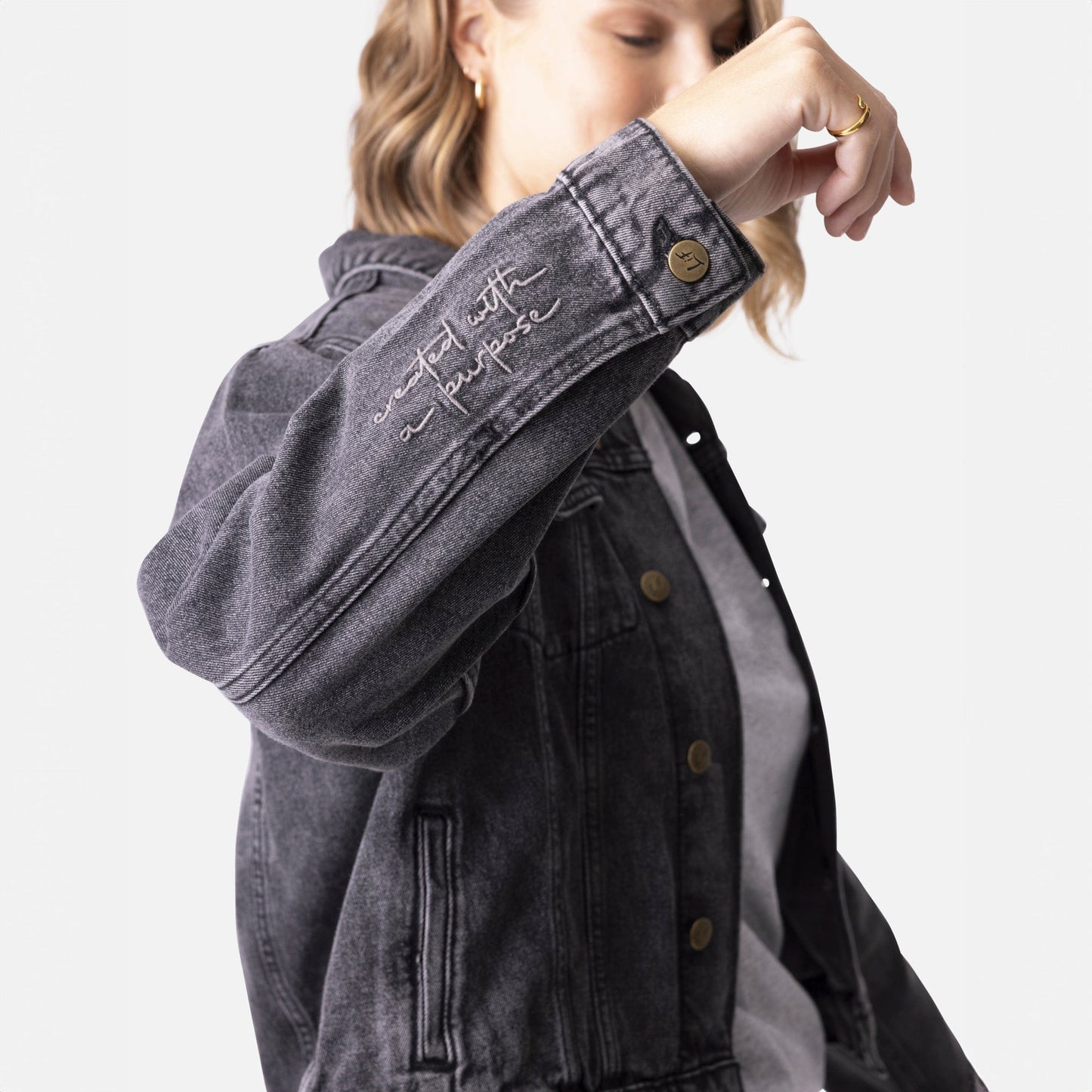 Vintage Washed Created With A Purpose Denim Jacket