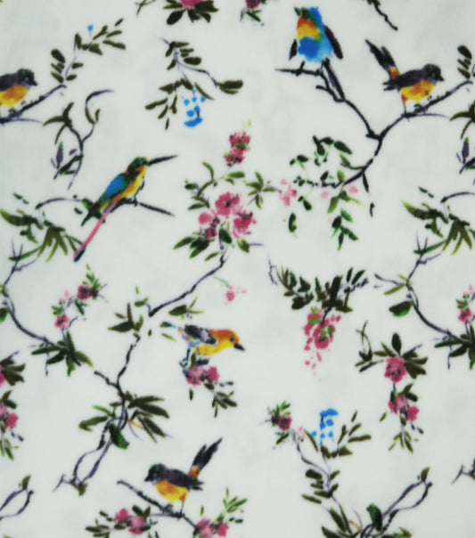 Birds   Branches on Mint Anti Pill Fleece Fabric