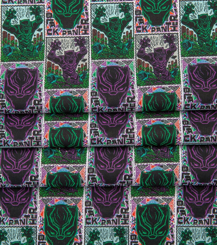 Black Panther Linocut Poster Cotton Fabric