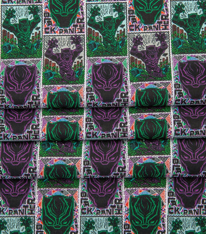 Black Panther Linocut Poster Cotton Fabric