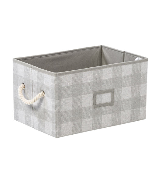 Honey Can Do 14.5 Gray Plaid Fabric Storage Bins With Handles 3pk