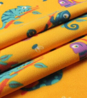 Chameleons On Yellow Blizzard Fleece Fabric