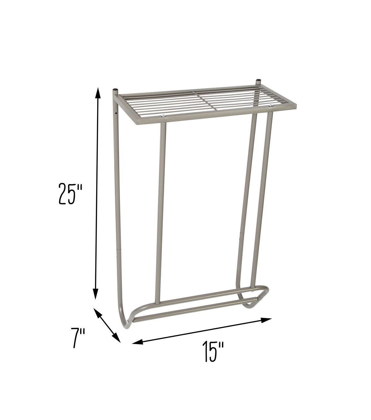 Honey Can Do 15 x 25 Nickel Bath Wall Mounted Towel Holder With Shelf