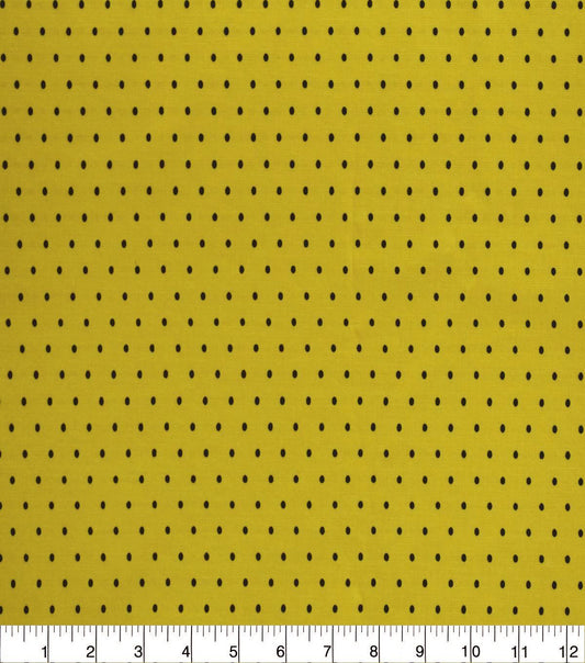 Black Dots on Yellow Quilt Cotton Fabric by Quilter s Showcase