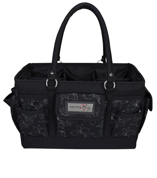 Everything Mary 12 White Floral on Black Deluxe Store   Tote