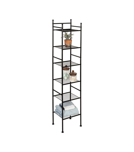 Honey Can Do 13 x 60 Black 6 Tier Space Saving Shelving Tower