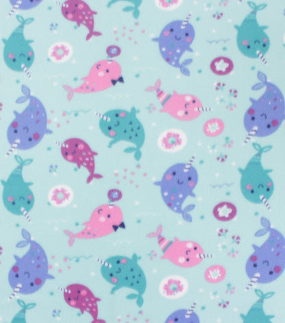 Blizzard Fleece Fabric Narwhal with Donuts