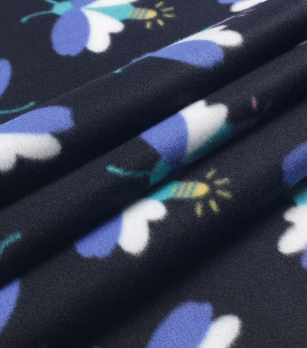 Firefly on Black Blizzard Fleece Fabric