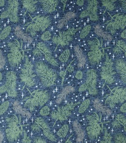 Blue Pinecone   Needles Luxe Fleece Fabric
