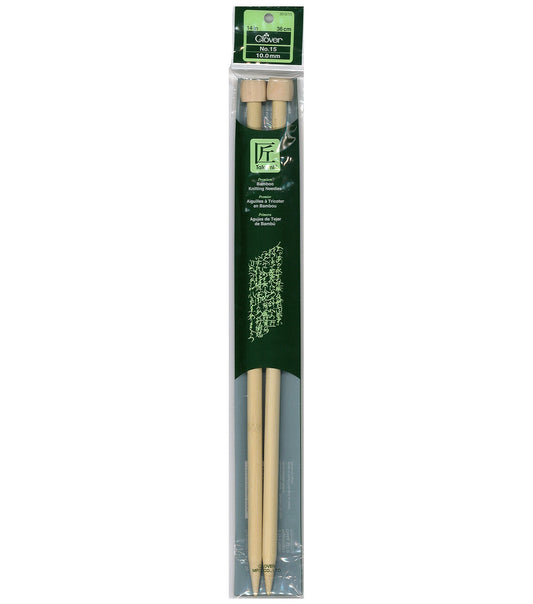 Clover 13 Bamboo Size 15 Single Point Knitting Needle Set