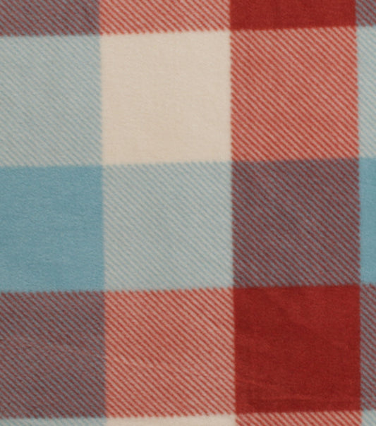 Blue   Rust Buffalo Plaid Anti Pill Fleece Fabric
