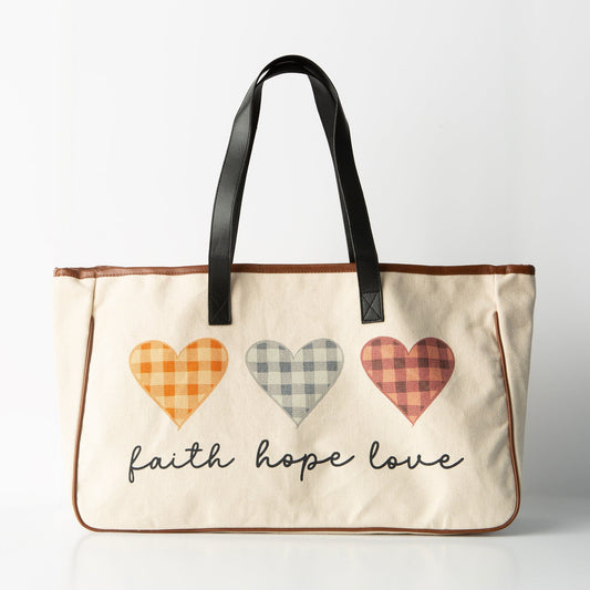Faith Hope Love Heart Canvas Tote Bag