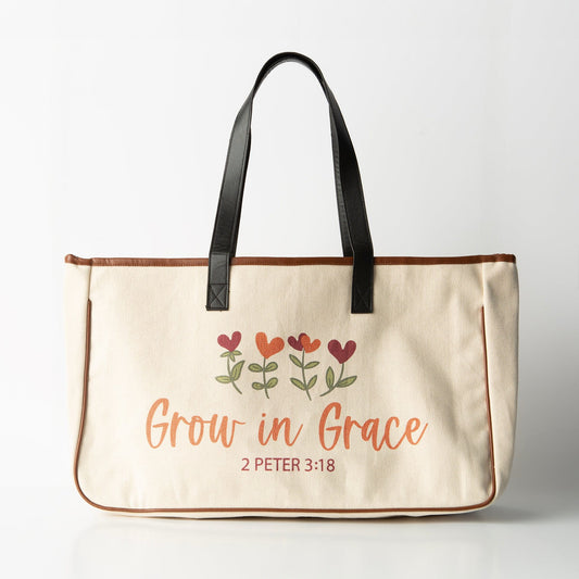 Grow in Grace Flowers Canvas Tote Bag