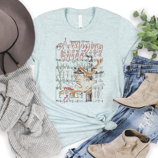 Amazing Grace Tee - Heather Ice Blue - 20