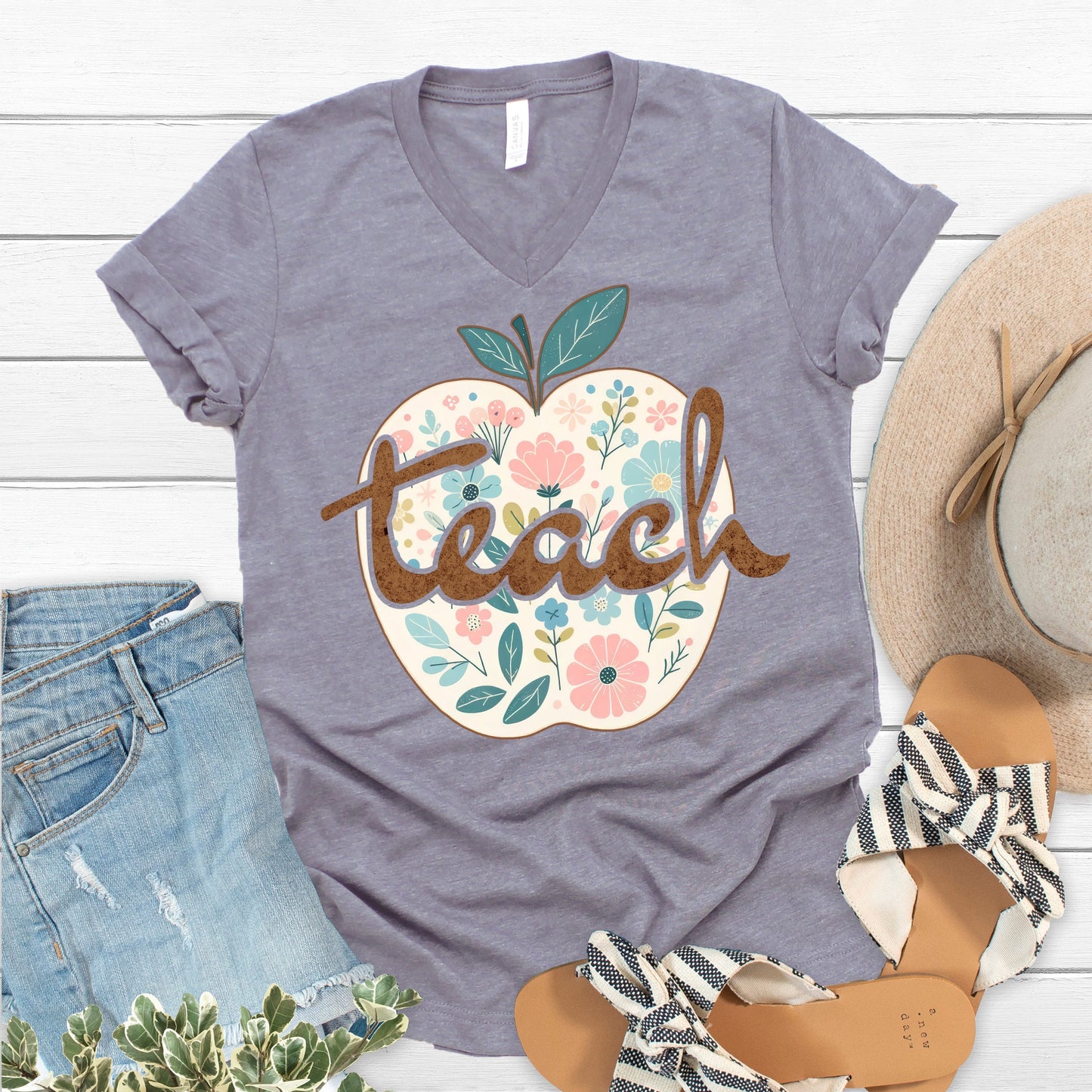 Teacher Apple V-Neck