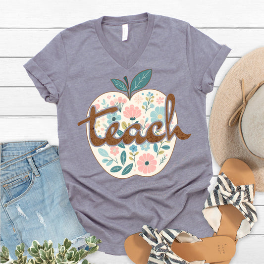 Teacher Apple V-Neck
