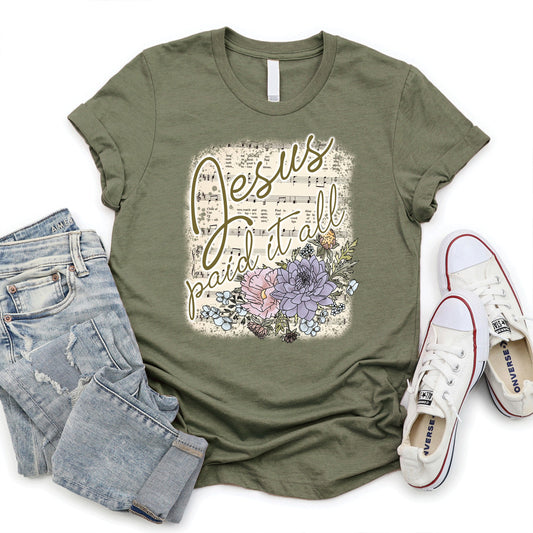 Jesus Paid It All Tee - Heather Basil - 20