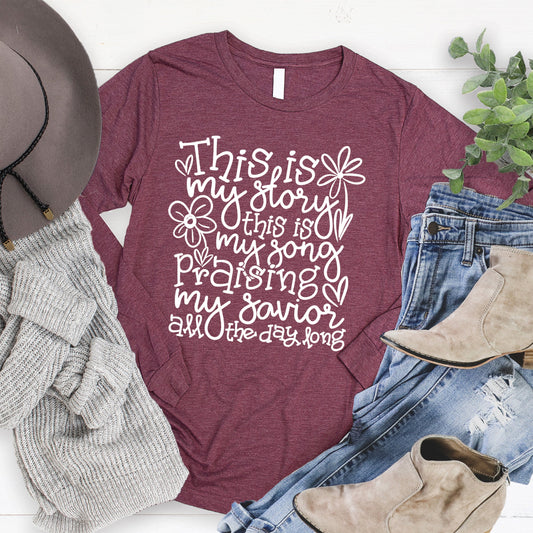 This is My Story Long Sleeve - Heather Burgundy - 20