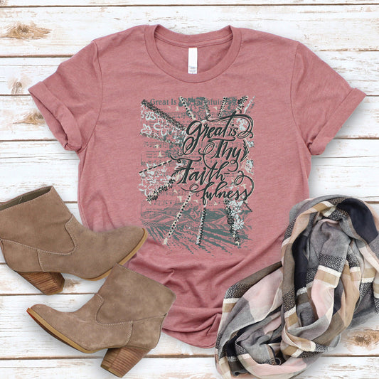 Great is Thy Faithfulness Tee - Heather Mauve - 20