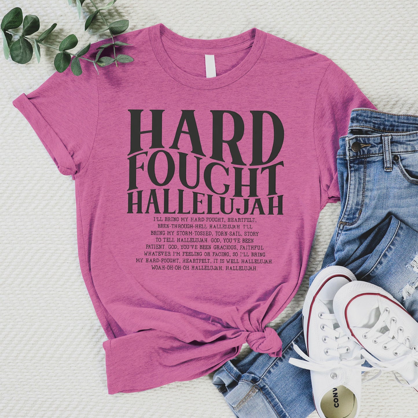 Hard Fought Hallelujah Tee - Heather Peony - 20