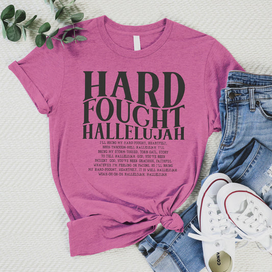 Hard Fought Hallelujah Tee - Heather Peony - 20