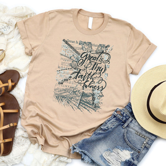 Great is Thy Faithfulness Tee - Heather Sand Dune - 20